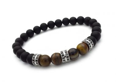 Βραχιόλι unisex με μπίλιες Μάτι Τίγρης BA411 - Asimenio - 