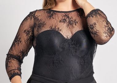 Βραδινή see-through μπλούζα ελαστική δαντέλα -  - 