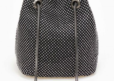 Βραδινή τσάντα πουγκί με strass - Μαύρο - Issue - 