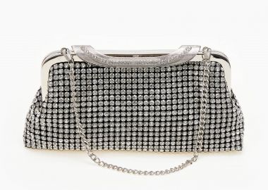 Βραδινό τσαντάκι με strass - Μαύρο - Issue - 