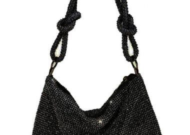 βραδινό τσαντάκι strass Draped black - PerfectDress.gr - 