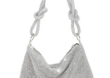 βραδινό τσαντάκι strass Draped silver - PerfectDress.gr - 