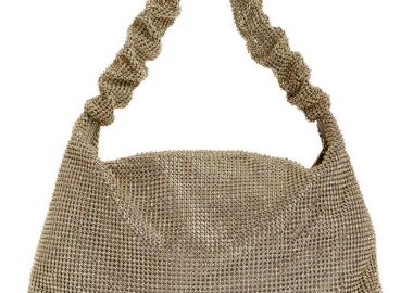 βραδινό τσαντάκι strass Ruched gold - PerfectDress.gr - 