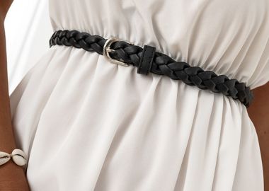 BRAID BLACK SLIM BELT - sense-shop - 