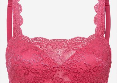 Bralette με δαντέλα σε φουξ χρώμα -  - 