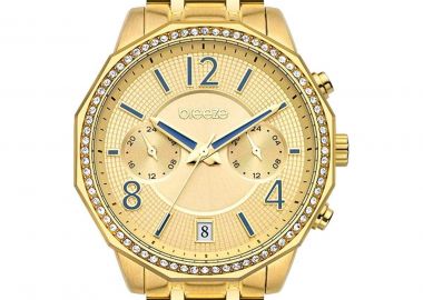 BREEZE Crystal Dual Time - 212451.2, Gold case with Stainless Steel Bracelet - Breeze - 
