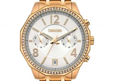 BREEZE Crystal Dual Time - 212451.4, Rose Gold case with Stainless Steel Bracelet - Breeze - 