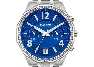 BREEZE Crystal Dual Time - 612451.3, Silver case with Stainless Steel Bracelet - Breeze - 