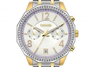 BREEZE Crystal Dual Time - 712451.1, Silver case with Stainless Steel Bracelet - Breeze - 