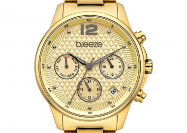 BREEZE Enigma Dual Time - 212431.2, Gold case with Stainless Steel Bracelet - Breeze - 