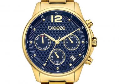 BREEZE Enigma Dual Time - 212431.3, Gold case with Stainless Steel Bracelet - Breeze - 