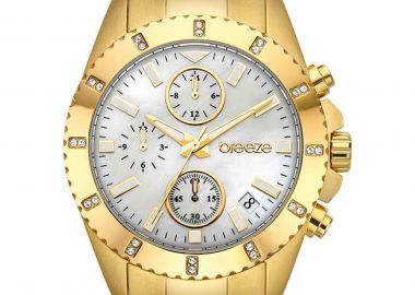 BREEZE Obsession Crystals Chronograph - 212461.1, Gold case with Stainless Steel Bracelet - Breeze - 
