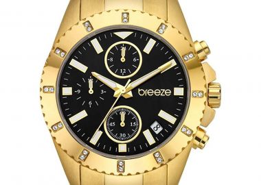 BREEZE Obsession Crystals Chronograph - 212461.2, Gold case with Stainless Steel Bracelet - Breeze - 