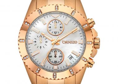 BREEZE Obsession Crystals Chronograph - 212461.4, Rose Gold case with Stainless Steel Bracelet - Breeze - 