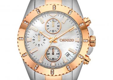 BREEZE Obsession Crystals Chronograph - 712461.5, Silver case with Stainless Steel Bracelet - Breeze - 
