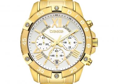 BREEZE Spectacolo Crystals Chronograph - 212441.1, Gold case with Stainless Steel Bracelet - Breeze - 