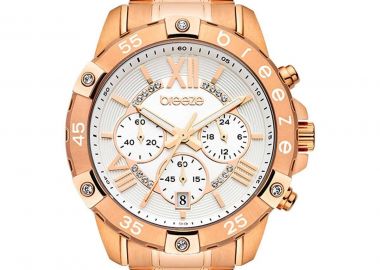 BREEZE Spectacolo Crystals Chronograph - 212441.4, Rose Gold case with Stainless Steel Bracelet - Breeze - 