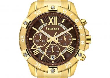 BREEZE Spectacolo Crystals Chronograph - 212441.8, Gold case with Stainless Steel Bracelet - Breeze - 