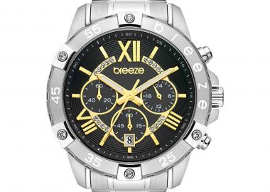 BREEZE Spectacolo Crystals Chronograph - 612441.2, Silver case with Stainless Steel Bracelet - Breeze - 