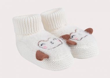 Βρεφικά Παπούτσια Αγκαλιάς Embroidered knitted (Μεγέθη 13-16) ΛΕΥΚΟ - DPAM - 