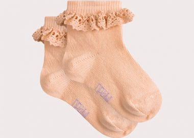 Βρεφικές Κάλτσες για Κορίτσια Peach Ruffles ΠΟΡΤΟΚΑΛΙ - DPAM - 