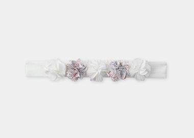 Βρεφική Κορδέλα για Κορίτσια White Flowers ΛΕΥΚΟ - SERGENT MAJOR - 