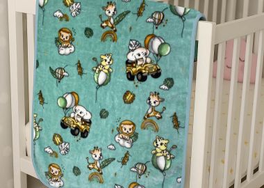 Βρεφική Κουβέρτα Κούνιας (110Χ140) Βελουτέ Happy Zoo - Astron Italy - 