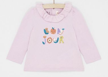 Βρεφική Μακρυμάνικη Μπλούζα για Κορίτσια Lilac Lace Bonjour ΜΩΒ - DPAM - 