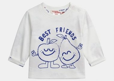 Βρεφική Μπλούζα για Αγόρια Best Friends - 2 σε 1 ΛΕΥΚΟ - DPAM - 
