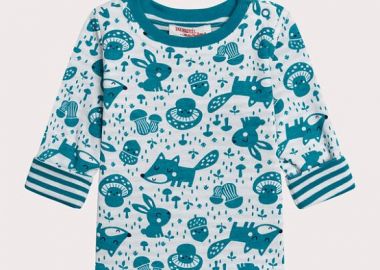 Βρεφική Μπλούζα για Αγόρια Dark Turquoise Pattern - 2 σε 1 ΛΕΥΚΟ - DPAM - 