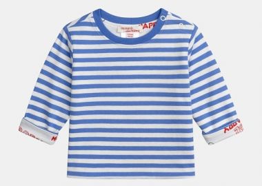 Βρεφική Μπλούζα για Αγόρια Happy Stripes - 2 σε 1 ΛΕΥΚΟ - DPAM - 