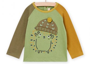 Βρεφική Μπλούζα για Αγόρια Olive Hedgehog ΧΑΚΙ - DPAM - 
