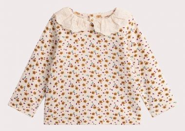 Βρεφική Μπλούζα για Κορίτσια Beige Flowers ΑΝΟΙΚΤΟ ΡΟΖ - DPAM - 