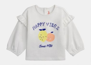 Βρεφική Μπλούζα για Κορίτσια Happy Vibes ΛΕΥΚΟ - DPAM - 