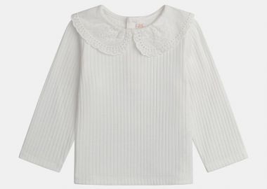Βρεφική Μπλούζα για Κορίτσια Ribbed White ΛΕΥΚΟ - DPAM - 
