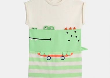 Βρεφική Ολόσωμη Πιτζάμα για Αγόρια Crocodile Skater ΜΠΕΖ - DPAM - 