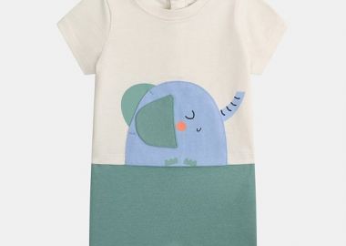 Βρεφική Ολόσωμη Πιτζάμα για Αγόρια Happy Elephant ΜΠΕΖ - DPAM - 