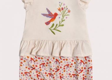 Βρεφική Πιτζάμα για Κορίτσια Hummingbird Romper ΕΚΡΟΥ - DPAM - 