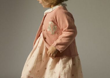 Βρεφική Ζακέτα για Κορίτσια Dusty Pink Embroidered ΚΟΚΚΙΝΟ - DPAM - 