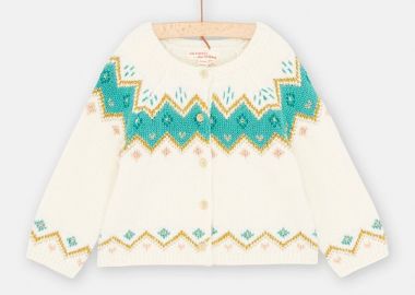 Βρεφική Ζακέτα για Κορίτσια Geometric Turquoise ΛΕΥΚΟ - DPAM - 