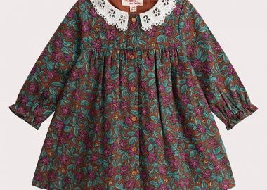 Βρεφικό Φόρεμα για Κορίτσια Brown Floral ΚΑΦΕ - DPAM - 