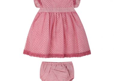 Βρεφικό φόρεμα με ασορτί εσώρουχο για κορίτσι (6-18 μηνών) - ΑΝΟΙΧΤΟ ΡΟΖ 44-224471-7 - energiers - 