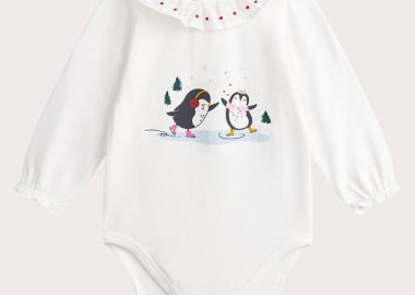 Βρεφικό Φορμάκι για Κορίτσια Ice Skating Penguins ΛΕΥΚΟ - DPAM - 