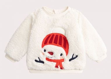 Βρεφικό Φούτερ για Αγόρια Happy Snowman ΛΕΥΚΟ - DPAM - 
