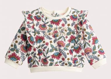 Βρεφικό Φούτερ για Κορίτσια Floral Twist ΛΕΥΚΟ - DPAM - 