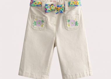 Βρεφικό Παντελόνι για Κορίτσια Beige Embroidery ΛΕΥΚΟ - DPAM - 