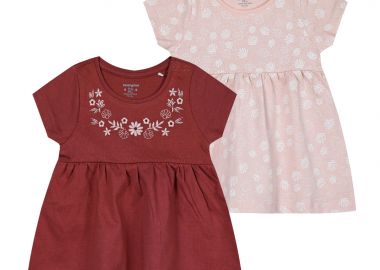 Βρεφικό σετ 2 φορέματα για κορίτσι (0-18 μηνών) - ΠΟΥΔΡΑ 14-224400-7 - energiers - 