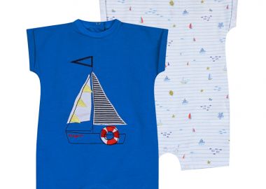 Βρεφικό σετ 2 φορμάκια με κεντημένες λεπτομέρειες για αγόρι (0-15 μηνών) - Ρουά 11-224464-9 - energiers - 