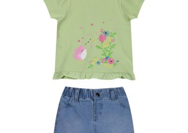 Βρεφικό σετ 2 τεμάχια για κορίτσι (3-18 μηνών) - ΜΠΛΕ ΤΖΗΝ 14-224409-0 - energiers - 