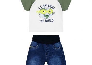 Βρεφικό σετ 2 τεμάχια με τύπωμα για αγόρι (3-18 μηνών) - ΜΠΛΕ ΤΖΗΝ 11-224484-0 - energiers - 